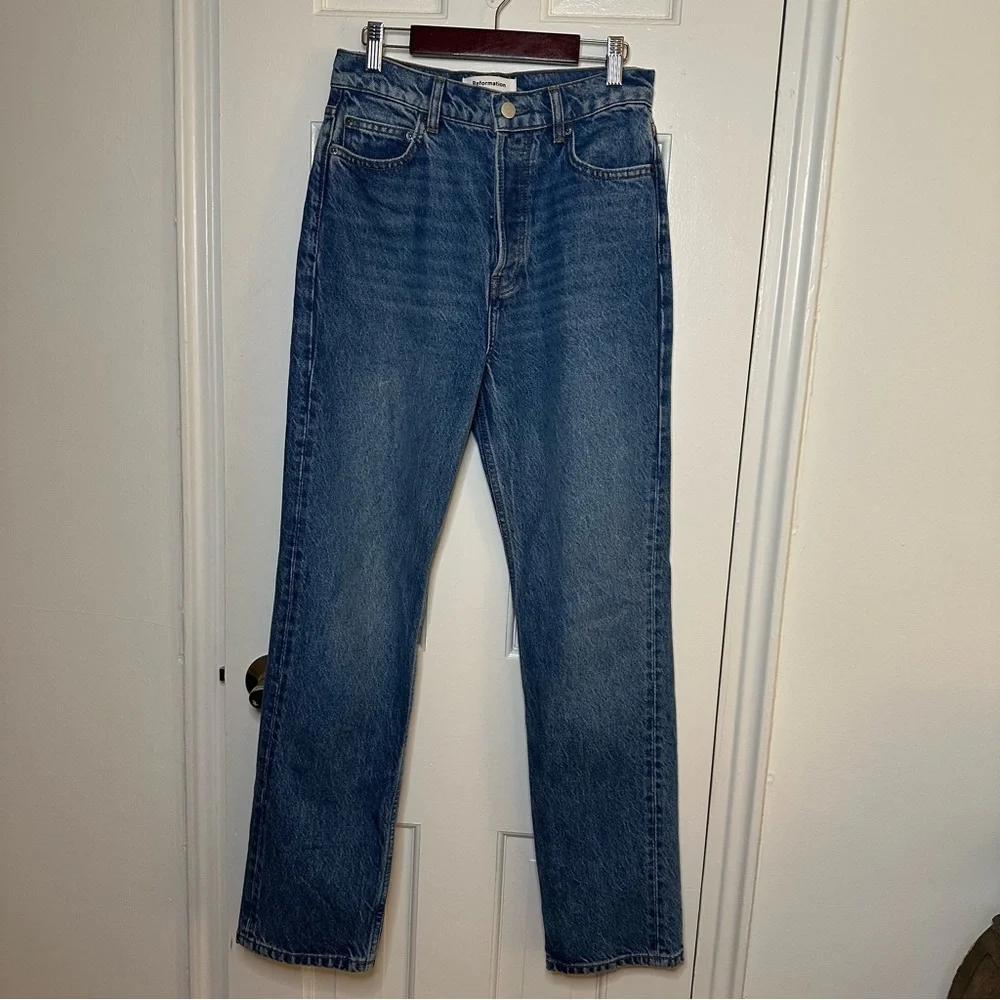 REFORMATION Cynthia High Rise Straight Jeans Colorado Medium Wash Button Up 25 - Picture 4 of 12